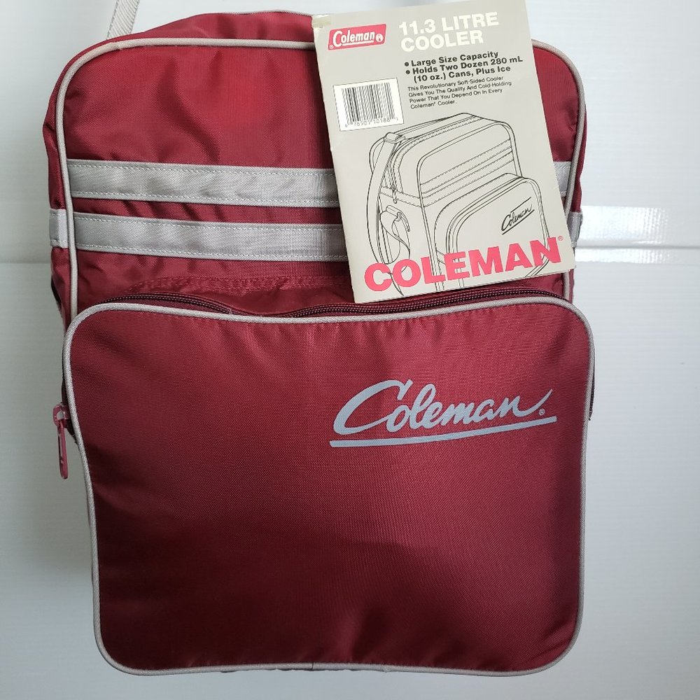 COLEMAN Cooler bag insulated shoulder strap front pocket red gray adjustable LRG